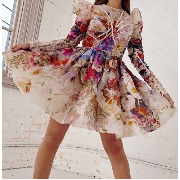 Zimmermann Dresses & Skirts - Zimmermann Dress 2 Prima Paneled Floral Silk Linen Organza Mini Romantic Luxury